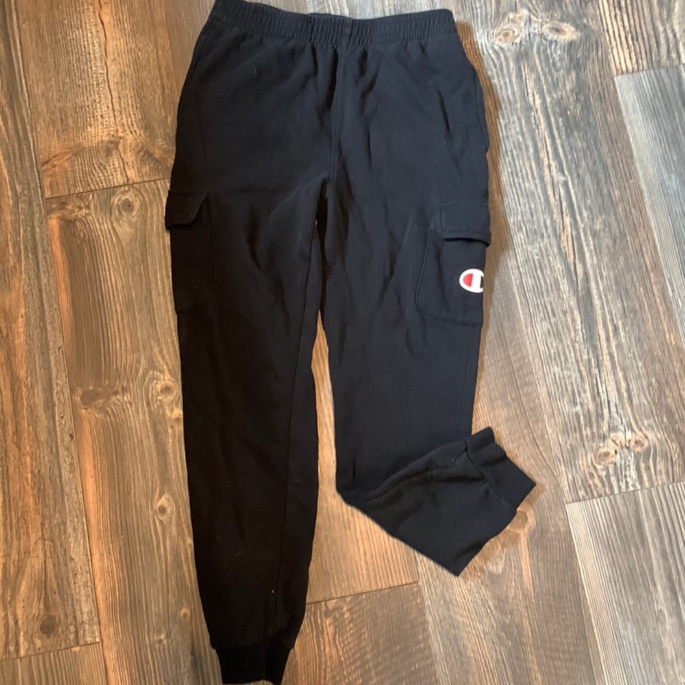 Boys Large Champion Cargo Jogger Pants Black